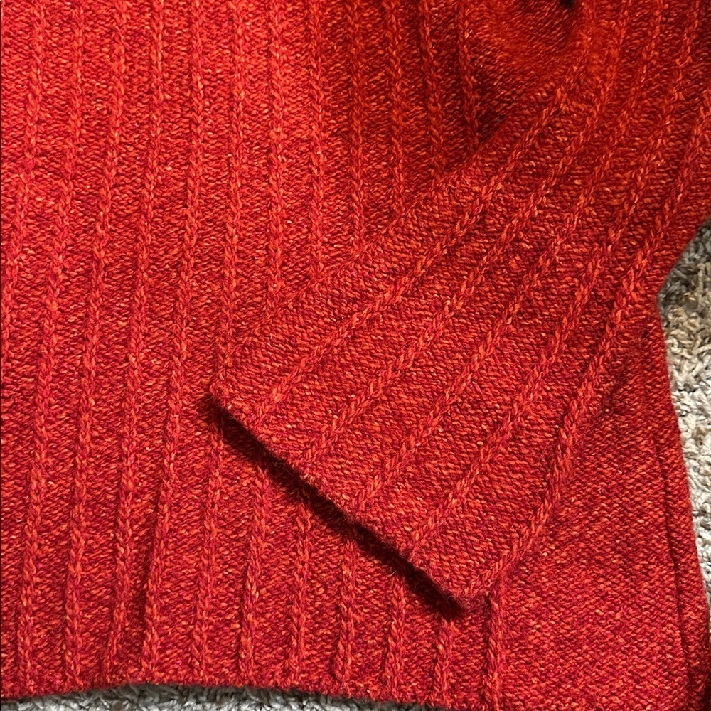 A338 Irelands Eye Irish Wool Silk Cable Knit TurtleNeck Sweater Bell Sleeve Sz S - Picture 3 of 6